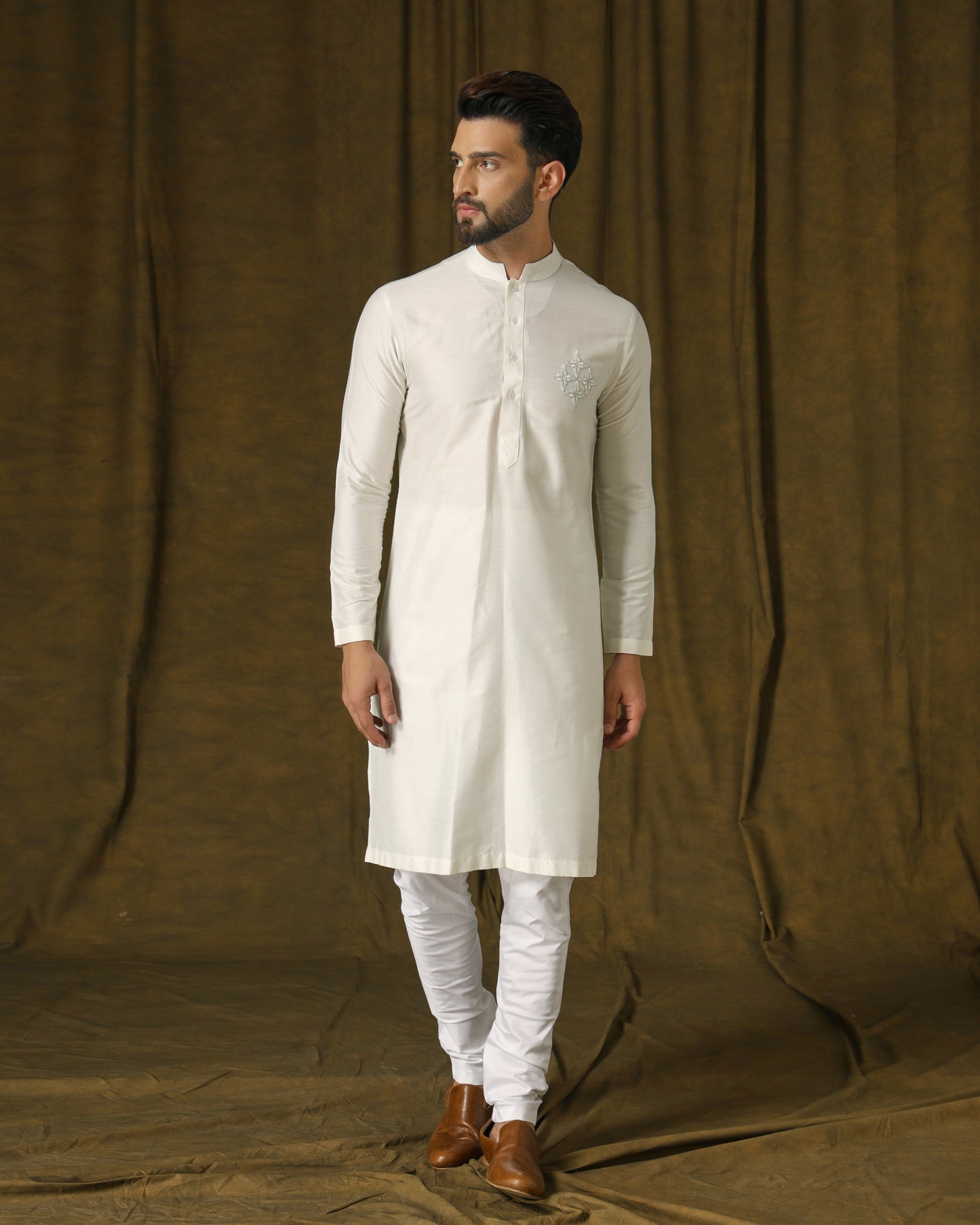 white n cream sherwani